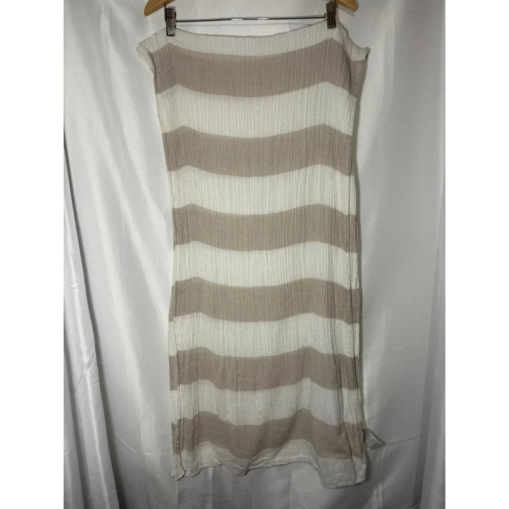 Kariban Beige White Striped Lightweight‎ Cotton Scarf Besancon L'air Du Temps